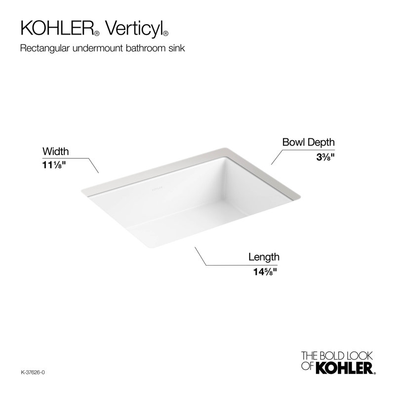 Kohler Verticyl 16-1/2 Rectangular Undermount Bathroom Sink